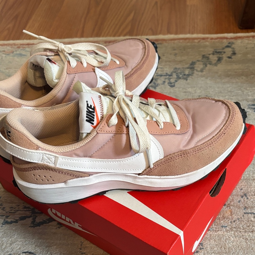 Nike Blush and Cream Waffle Debut Sneakers